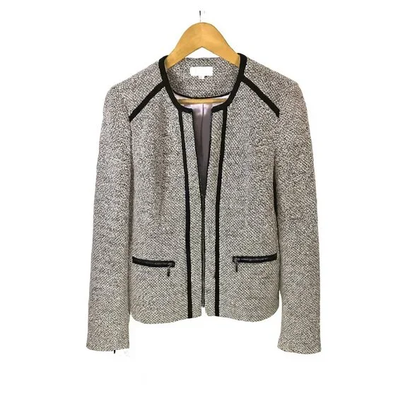 Laura Bouclé Chanel‑Style Zip Front Blazer – Size 4 - Pink Black Grey White - Picture 9 of 11